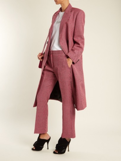 MSGM Mid-rise cropped hound’s-tooth wool trousers ~ pink houndstooth crop leg pants