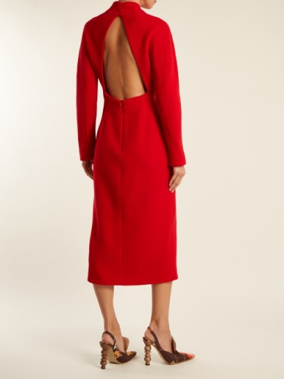 EMILIA WICKSTEAD Milan open-back wool-crepe dress ~ elegant red dresses