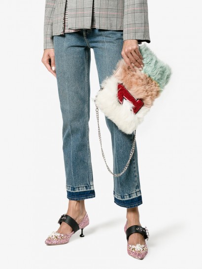 Miu Miu Number One Shearling Emblem Clutch ~ fluffy bags