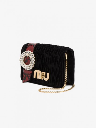 Miu Miu Velvet Matelasse Clutch With Diamante Embellishment ~ small luxe bags