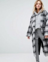 Monki Check Oversized Over Coat ~ long checked coats