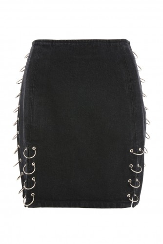 Topshop MOTO Piercing Denim Mini Skirt | black skirts