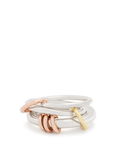 SPINELLI KILCOLLIN Orion silver, yellow & rose-gold ring ~ multi-band rings ~ stylish contemporary jewellery