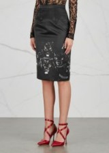 GIVENCHY Panther-print satin pencil skirt