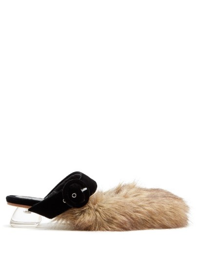 SIMONE ROCHA Perspex-heel faux-fur mules ~ fluffy flats