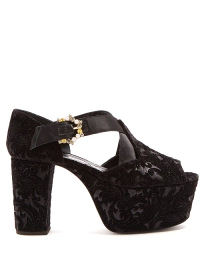 ERDEM Phillipa velvet-brocade platform sandals ~ chunky luxe platforms