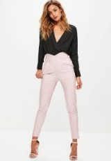 Missguided pink high shine vinyl skinny trousers / glossy shiny pants