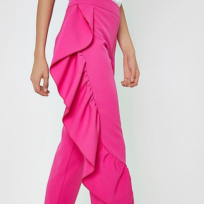 River Island Pink side frill straight leg cropped trousers