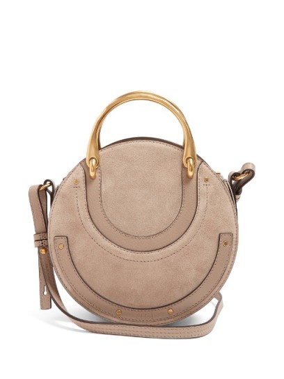 CHLOÉ Pixie small leather and suede cross-body bag ~ round crossbody bags ~ luxe handbags