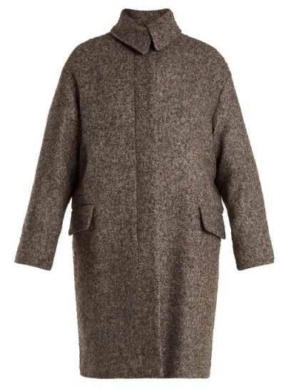 VANESSA BRUNO Point-collar herringbone-tweed wool-blend coat