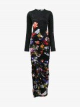 Preen By Thornton Bregazzi Velvet Ruched Floral Maxi Dress ~ flower print dresses