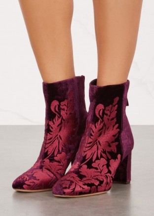 ALEXANDRE BIRMAN Regina merlot velvet ankle boots