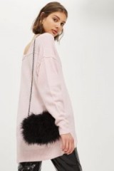 Topshop Riga Small Marabou Cross Body Bag | fluffy black crossbody bags