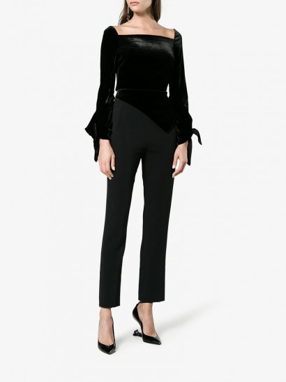 Roland Mouret Rayleigh Velvet Square Neck Jumpsuit ~ chic black jumpsuits