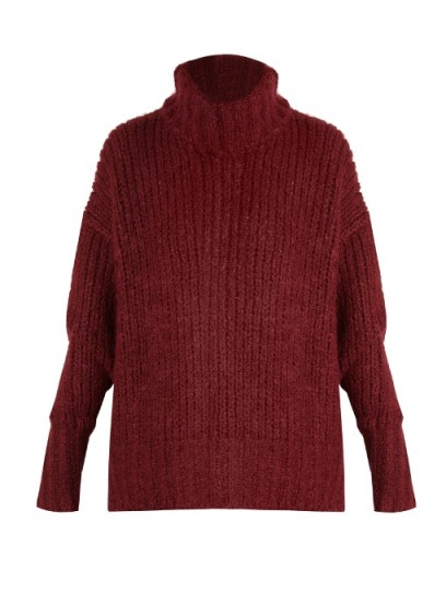 BY. BONNIE YOUNG Roll-neck cashmere-blend sweater ~ dark red chunky sweaters