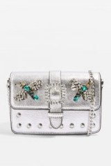 Topshop Rosie Bug Jewel Cross Body Bag | small metallic-silver shoulder bags