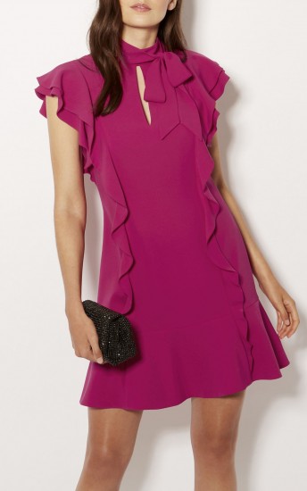 Karen Millen RUFFLE MINI DRESS ~ pink ruffled dresses