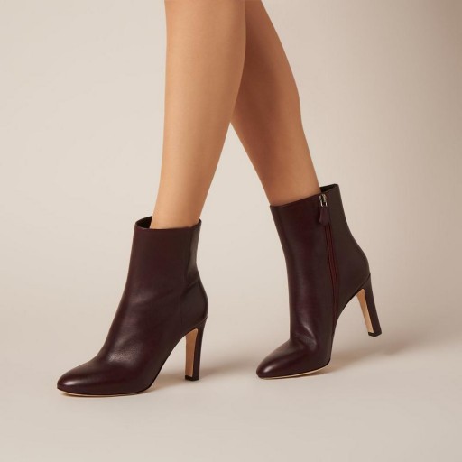 L.K. Bennett EDELLE OXBLOOD LEATHER ANKLE BOOTS