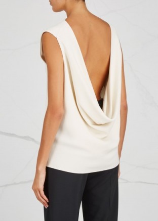 THE ROW Sandra cowl-back silk crepe top ~ ivory draped back tops