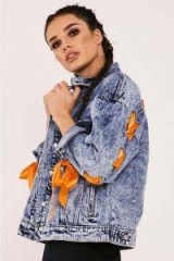 SARAH ASHCROFT ACID WASH DENIM LACE UP JACKET