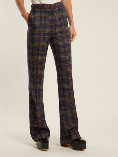 GABRIELA HEARST Shipton straight-leg checked wool trousers / blue check print pants