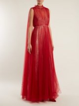 VALENTINO Sleeveless tulle-overlay and lace gown ~ red statement gowns