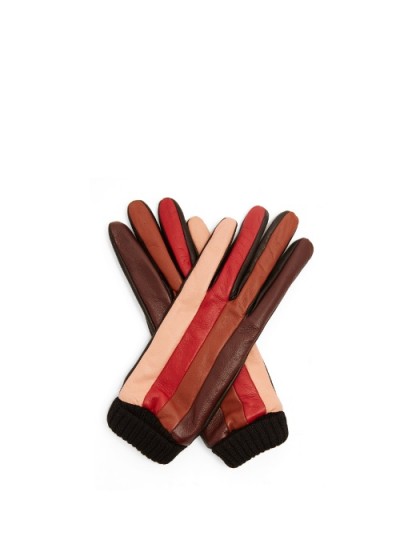 MISSONI Striped leather gloves ~ tonal brown accessories