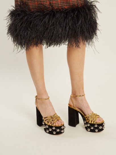 MIU MIU Stud-embellished suede platform sandals – luxe platforms