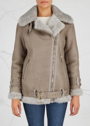 DOM GOOR Taupe shearling suede jacket ~ warm luxe jackets