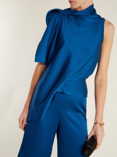 ROLAND MOURET Tavistock draped hammered silk-satin top