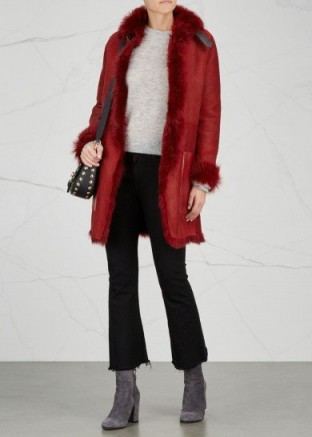 BELSTAFF Toscana reversible shearling jacket | dark red fur coats