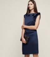 REISS TYRA RUFFLE-DETAIL DRESS INDIGO / dark blue evening dresses