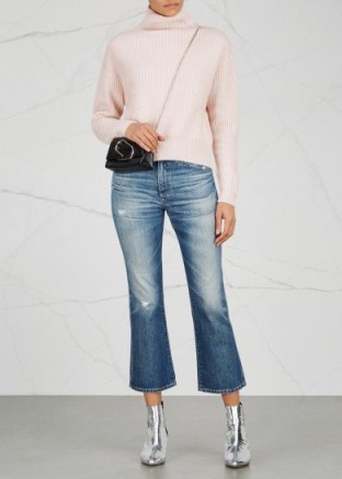 LE KASHA Verbier ribbed cashmere jumper ~ pale pink high neck jumpers