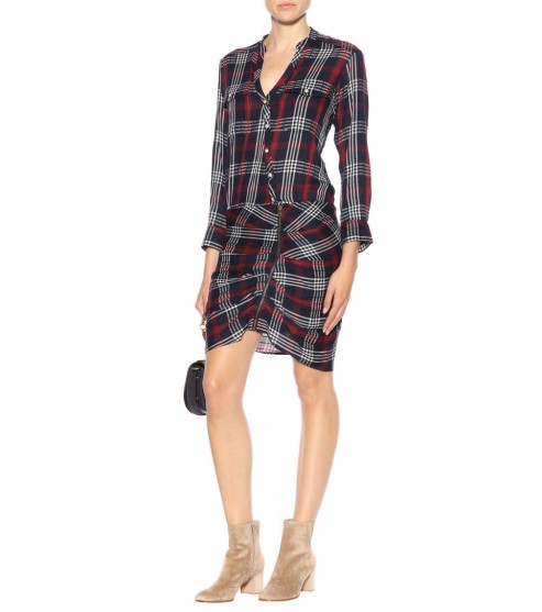 VERONICA BEARD Cotton-blend shirt dress – check print dresses