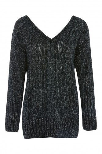 Topshop V-Neck Cable Knit Jumper