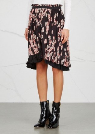 ISABEL MARANT Watford floral-print pleated skirt ~ ruffle trim skirts