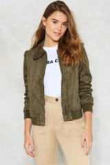 Nasty Gal What a Thrill Vegan Suede Jacket ~ khaki jackets