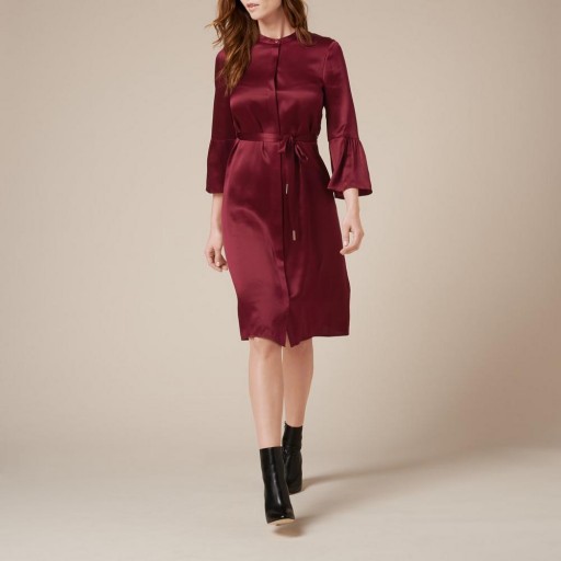 L.K. BENNETT WILLOW RUBY SILK DRESS ~ red bell sleeved dresses