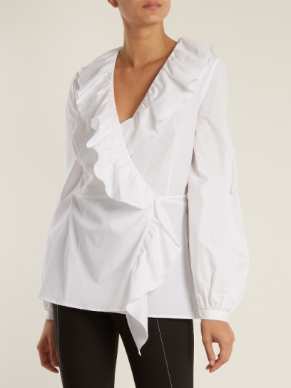 RACIL Wilt ruffle-trimmed cotton wrap top