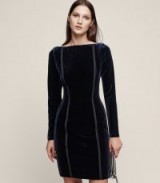 REISS XINA VELVET BODYCON DRESS MIDNIGHT / dark blue open back evening dresses