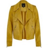 River Island Yellow faux suede cropped trench coat jacket ~ casual jackets