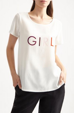 YOLKE GIRL Statement Tee / slogan t-shirts / crepe silk t-shirt