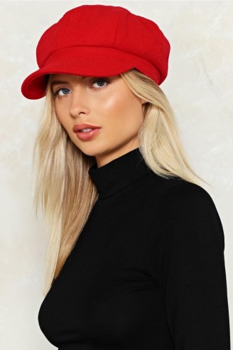 Nasty Gal You Stay Here Baker Boy Cap ~ red newsboy caps ~ casual peak hats