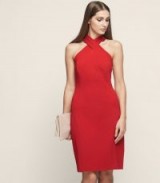 ZAIRA WRAP NECK COCKTAIL DRESS CRIMSON / red party dresses