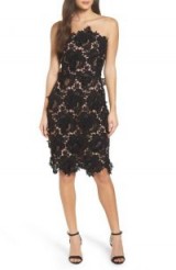 ADELYN RAE Jade Lace Tube Dress / black strapless floral party dresses