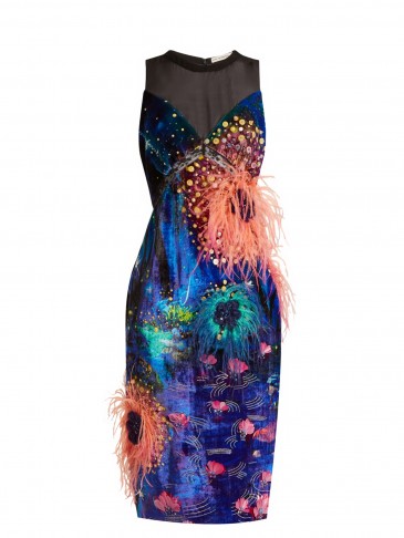 MARY KATRANTZOU Affair embellished dandelion-print velvet dress ~ beautiful fantasy dresses