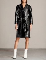 ALLSAINTS Payton patent-leather mac / black high shine macs / shiny winter coats