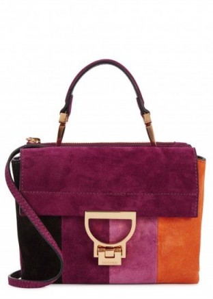 COCCINELLE Arlettis colour-block suede cross-body bag ~ purple handbags