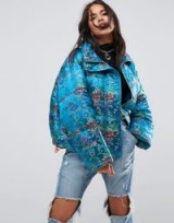 ASOS Puffer Jacket in Jacquard | blue floral winter jackets | luxe look