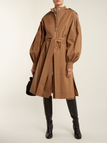 OSMAN August puff-sleeve cotton-blend trench coat ~ stylish coats